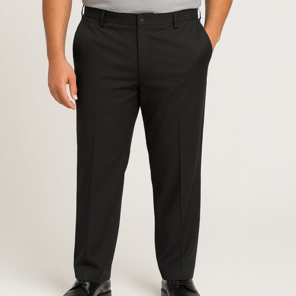 Mens Black Dress Pants Size 36x30 Performance Flex Comfort Fit Polyester‎ - Picture 1 of 11